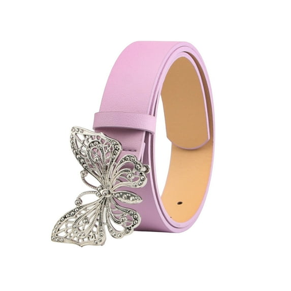 Soumake Rhinestones Butterflies Decor Belt Adjustable Length Multi Holes Design Women Waistband Solid Color Belt Costume Accessories