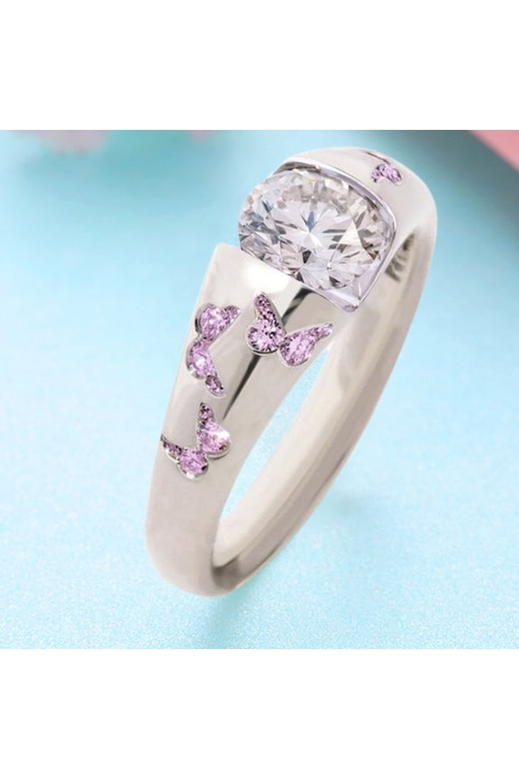 Ring Butterfly Pattern Jewelry Accessories Alloy Cubic Zirconia Finger Band For Women Fashion