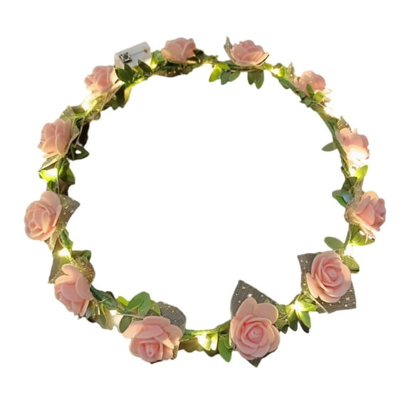 Soumake Romantic Glowing Wreath LED Light Rose Flowers Hairband Headpiece Wedding Party Girl Birthday Favor Luminous Hair Garland