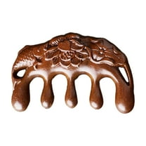 Soumake Sandalwood Scalp Massage Comb Wide Teeth Carved Lotus Fish Hair Growth Promotion Wooden Manual Head Full Body Massager Comb