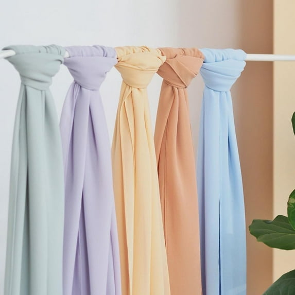 Soumake Scarf Plain Bubble Chiffon Solid Color Hijab Long Shawl Headscarf for Ladies