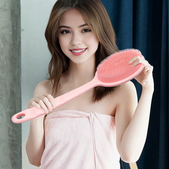 Soumake Silicone Body Scrubber Exfoliator with Handle Gentle Back Bath Brush Deep Cleansing Bath Brush Promote Blood Circulation Shower Loofah for Shower