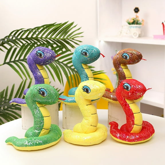 Soumake Simulated Snake Plush Doll Stuffed Animal Toy Sequin Home Decor Pillow Multicolour Funny Snake Doll For Girls Boys Birthday Gifts