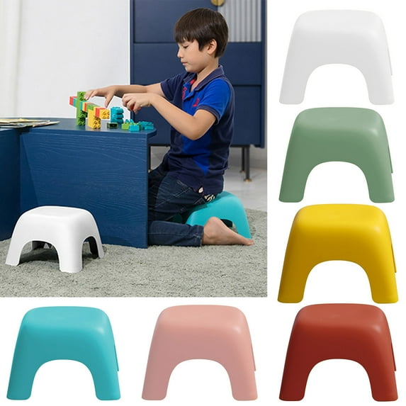 Soumake Small Stool with Bottom Anti-skid Pad No Sharp Corners Ergonomic Design Kids Portable Anti-slip Sitting Stool Daily Use