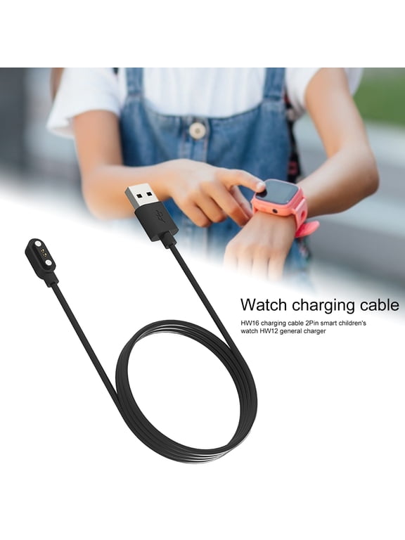 Smart Watch Charger Dock Adapter, Fast Charging Magnetic for HW12 HW16, 2 Pin, Black