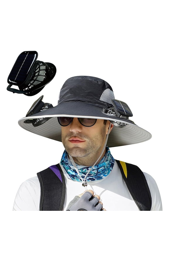 Solar Fan With Three-Speed Adjustment Strong Airflow Low Noise Rechargeable Fishing Hat Clip-On Cooling Fan Camping Supplies