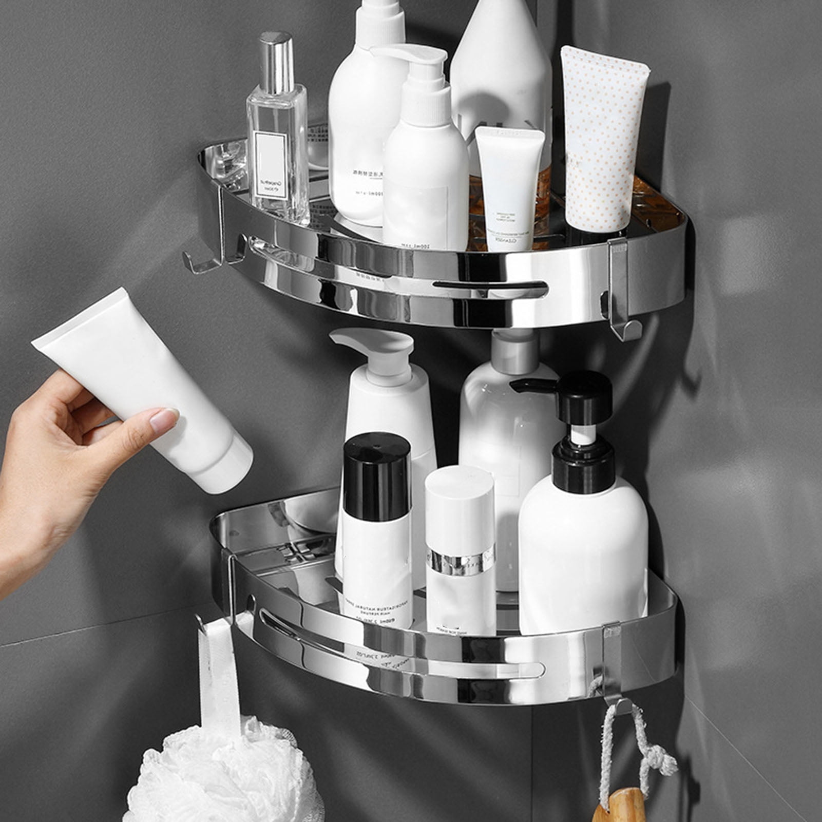 Soumake Space Saving Corner Shower Caddy Bathroom Shelf Punching Free ...