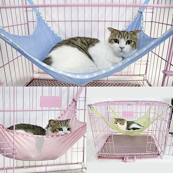 Soumake Summer Breathable Mesh Cloth Hammock Cage Clasp Hanging Bed For Pet Cat Animal Practical
