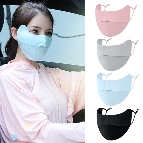 Soumake Summer Ice Silk Cycling Face Guard Anti-UV Dustproof Breathable Ear Loop Sunscreen Sports Mouth Cover