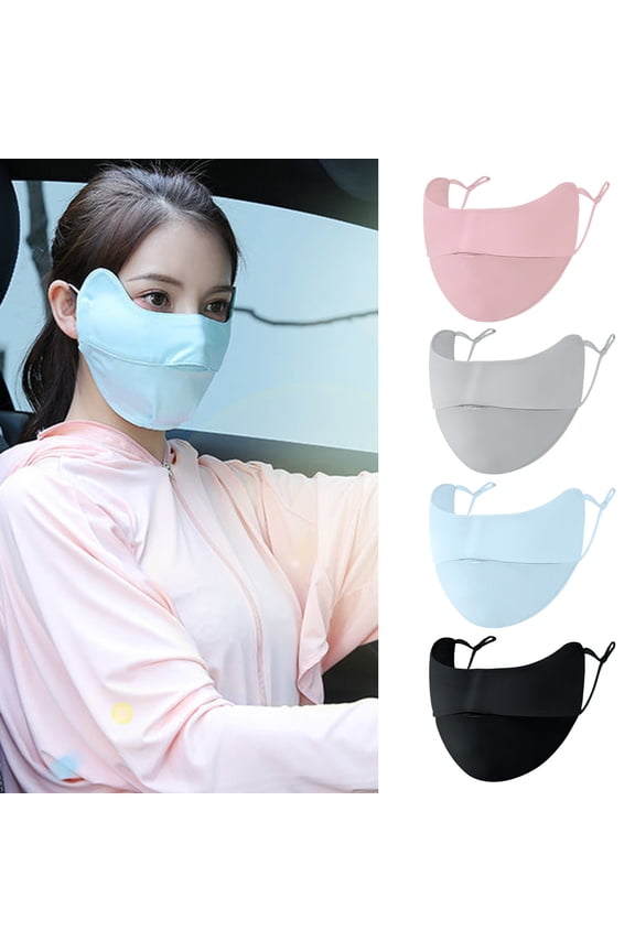 Summer Ice Silk Cycling Face Guard Anti-UV Dustproof Breathable Ear Loop Sunscreen Sports Mouth Cover