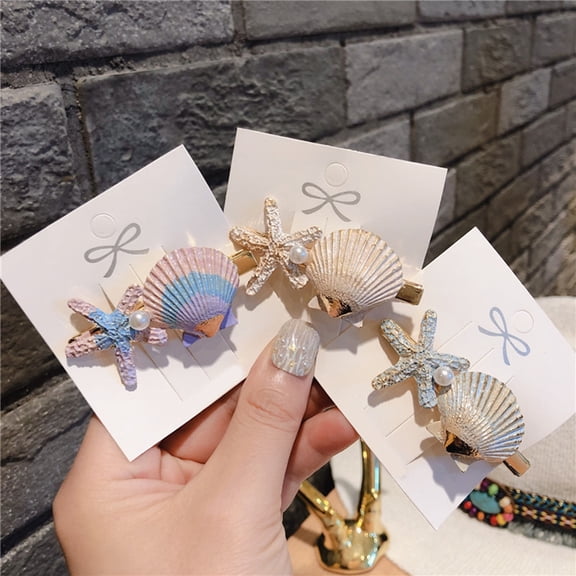 Soumake Sweet Starfish Shell Imitation Hair Grip Clip Hairpin Snap Girl Beach Barrette Fashion