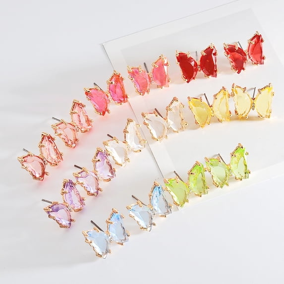 Soumake Transparent Butterfly Ear Stud Simple Faux Crystal Earring Women Eardrop Jewelry Fashion