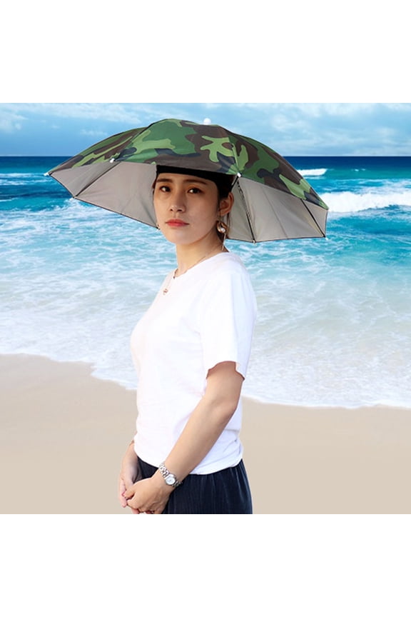 Umbrella Hat With Elastic Headband Waterproof Head Umbrella Hat Portable Hands-Free Folding Cap Fishing Hiking Sunshade Hat For Adult Kids Women Men