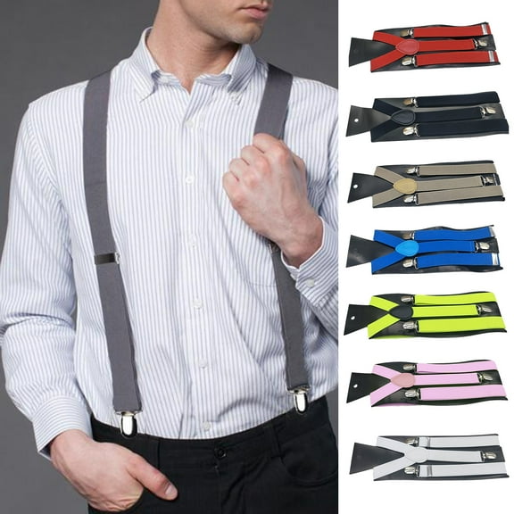 Soumake Unisex Elastic Strap Suspenders Y-Back Braces Solid Color Anti-Break Wedding Suit Adjustable Strap Party Daily Accessory