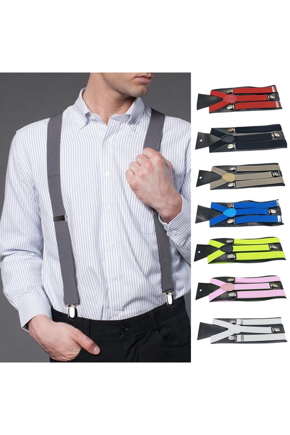 Unisex Elastic Strap Suspenders Y-Back Braces Solid Color Anti-Break Wedding Suit Adjustable Strap Party Daily Accessory