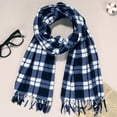 thumbnail image 1 of Soumake Unisex Winter Scarf Color Matching Plaid Print Tassel Thick Warm Soft Double-Sided Plush Long And Wide Keep Warm Neck Protection Lady Fall Scarf Fashion, 1 of 8