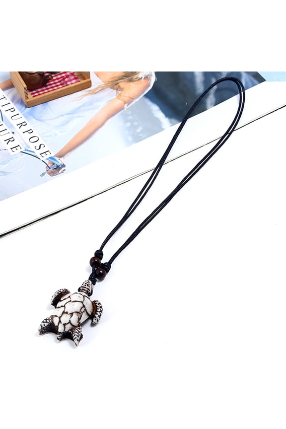 Vintage Men Resin Turtle Pendant Adjustable Rope Chain Necklace Jewelry Gift Fashion