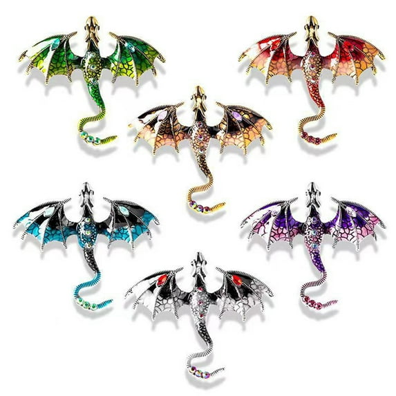 Soumake Vintage Oil-dripping Flying Dragon Brooch Rhinestone Cartoon Enamel Animal Shape Men Women Clothing Hat Bag Lapel Pin Fashion Jewelry Gift
