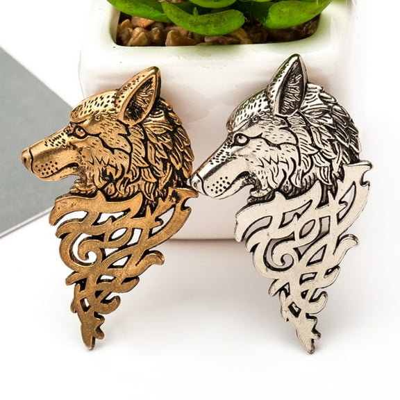 Soumake Vintage Women Men Wolf Lapel Brooch Pin Collar Jewelry Shirt Jeans Jacket Badge