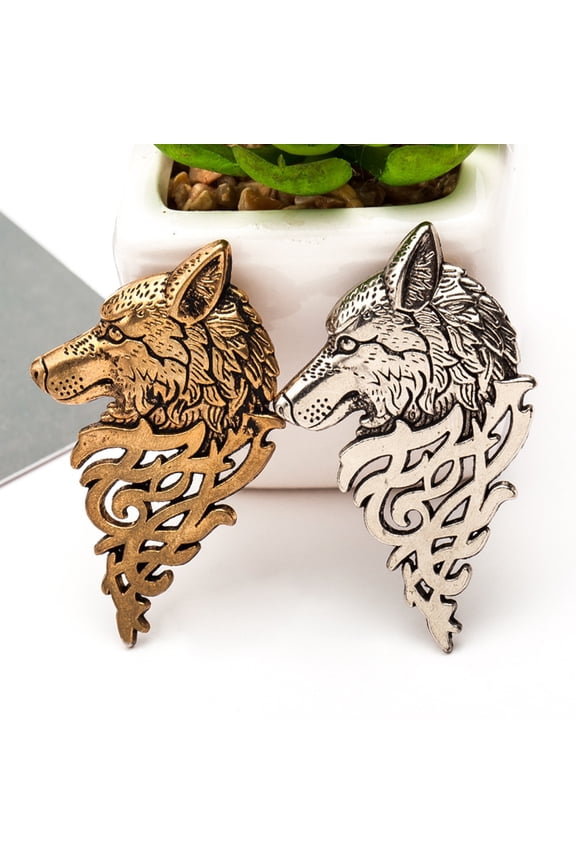 Vintage Women Men Wolf Lapel Brooch Pin Collar Jewelry Shirt Jeans Jacket Badge