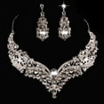 thumbnail image 1 of Soumake Wedding Bridal Queen Style Fully Shiny Rhinestone Necklace Earrings Jewelry Set, 1 of 8