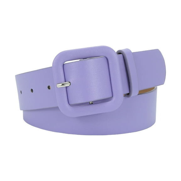 Soumake Women Belt Multi Holes Adjustable Length Square Buckle Faux Leather Waistband Jeans Dress Coats Candy Color Belt