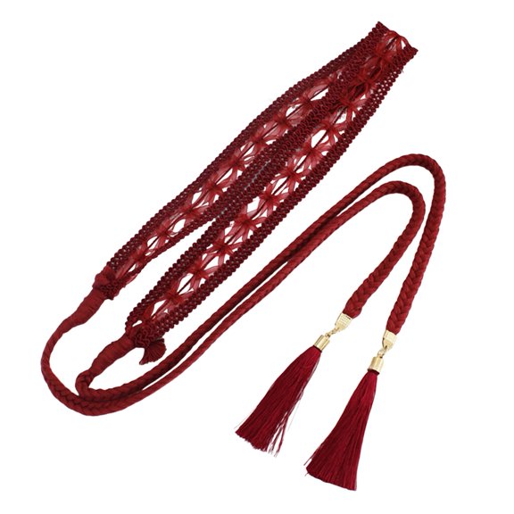 Soumake Women Dress Belt Braided Lace Decorated Tassel End Waistband Solid Color Waist Cord Costume Accessories