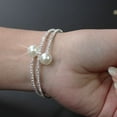 thumbnail image 1 of Soumake Women Full Rhinestone Multi-Layer Wrist Bracelet Faux Pearl Cuff Open Bangle Fashion, 1 of 7