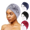 thumbnail image 1 of Soumake Women Hat Good Stretch Wind-Proof Tear-Resistant Anti-Shrink Brimless Warm Sequin Trim Flower All Match Turban Hat Fashion Accessory Fashion, 1 of 8