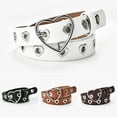 thumbnail image 1 of Soumake Women Jeans Belt Heart-Shaped Buckle Hollow Decorative Belt Adjustable Length Multi Holes Design Faux Leather Waistband, 1 of 7