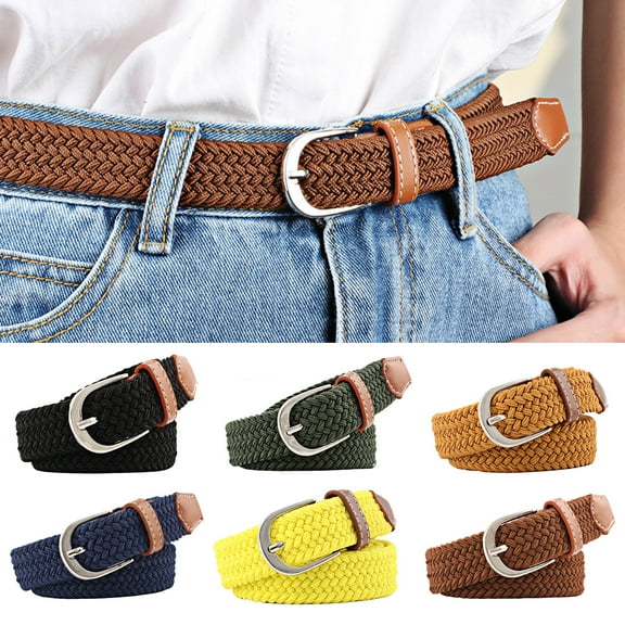 Soumake Women Men Decorative Belt Adjustable Elastic Waistband Faux Leather Canvas Waistband Jeans Suit Pants Belt