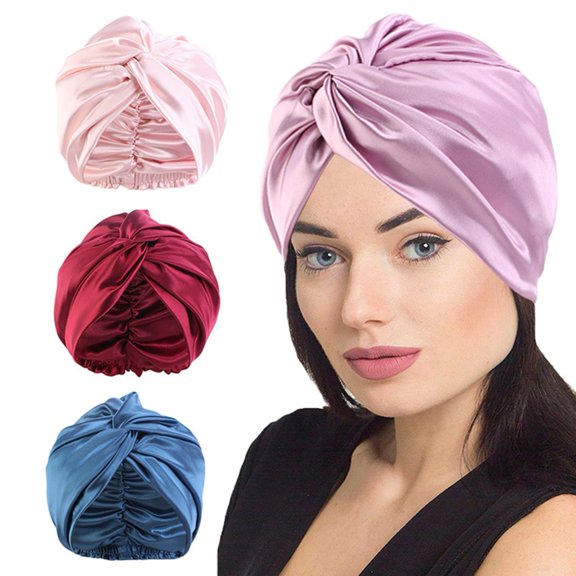 Soumake Women Nightcap Soft Comfortable Faux Silk Bonnet Gentle Night Sleeping Bonnet Hair Protection Supply