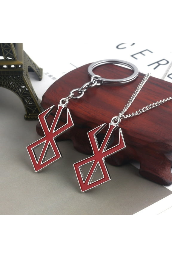 Women Simple Anime Cosplay Red Sword Shape Charm Pendant Keychain Necklace Gift Fashion