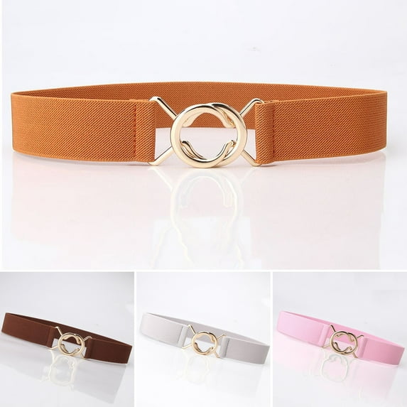 Soumake Women Simple Belt Solid Color Elastic Waistband Adjustable Length Lazy Jeans Belt Dress Slim Belt Costume Accessories