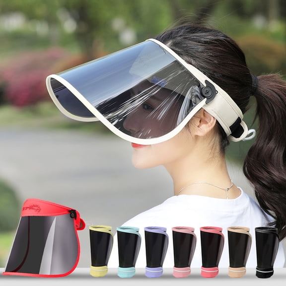 Soumake Women Sunhat Block Sunlight Anti Uv Rotary Face Shield Empty Top Visor Clear Visual Field Sun Hat Face Cover Cycling Sunshade Cap