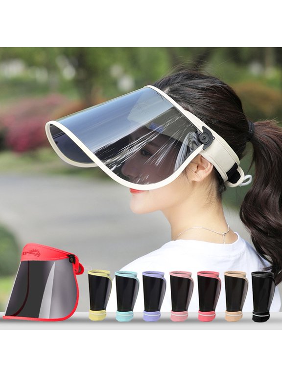 Women Sunhat Block Sunlight Anti Uv Rotary Face Shield Empty Top Visor Clear Visual Field Sun Hat Face Cover Cycling Sunshade Cap