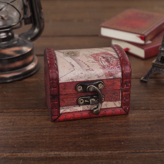 Soumake Wooden Box Retro Large Capacity Storage Desktop Decoration Stamp Small Box Office