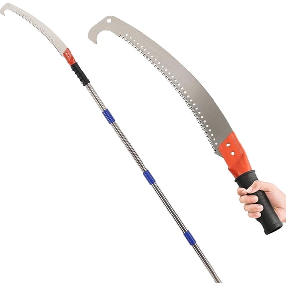 Soumns Pole Saws for Tree Trimming,6.5ft Lightweight Manual Tree Pruner with Stainless Steel Pole for High Reach, 3-Sided Cutter Blade