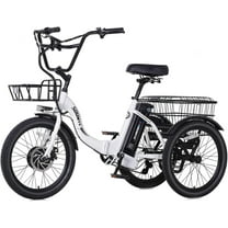 Soumye Electric Tricycle for Adults,20" Folding Electric Trike,3 Wheels Electric Bicycle Bikes, 350W Step-Thru Etrike with 374WH Removable Battery and Large Basket for Women Men