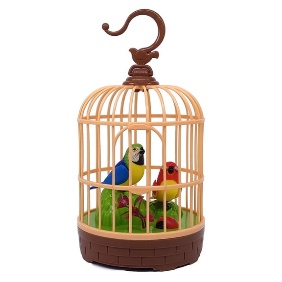 Sound Activated Chirping Bird In Cage Toy For Children and Home Decors Relaxation Birdcage Toy With Realistic Designs