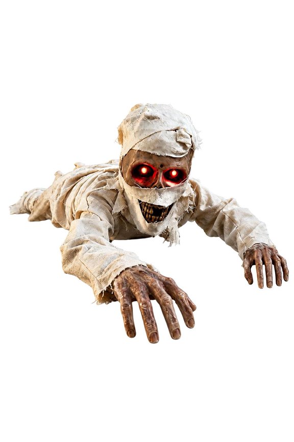 Sound Activated Crawling Mummy Halloween Animated Skeleton Face Prop