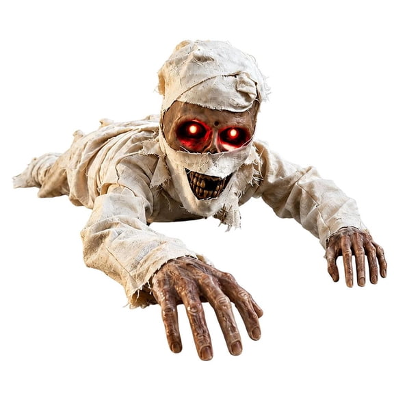 Sound Activated Crawling Mummy Halloween Animated Skeleton Face Prop