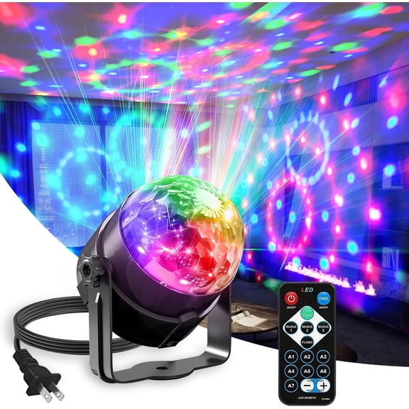 Sound Activated Party Lights with Remote Control Dj Lighting, Disco Ball Light Projected Effect Dancing Lights, Strobe Lamp for Parties Supplies Birthday Christmas Bar KTV Decorations -1-Pack