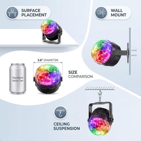 Sound Activated Party Lights with Remote Control Dj Lighting, Disco Ball Light Projected Effect Dancing Lights, Strobe Lamp for Parties Supplies Birthday Christmas Bar KTV Decorations -1-Pack