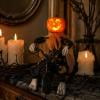 Sound Activated Pumpkin Riding Ghost Figurine, Luminous Motion Sensing Scary Prank Prop, Auto Light Sound Trigger Easy Place Spooky Ornament for Bar Haun*ted Houses Indoor Outdoor Halloween Decor