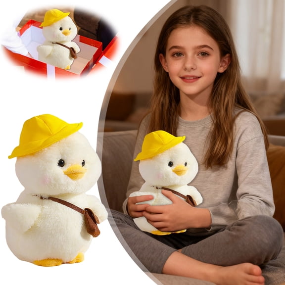 Sound Activated Repeating Duck Plush with Backpack, Talking Stuffed Animal Toy with Voice Control, Smart Wobble Head Interactive Doll, Funny Mimicking Plushie for Language Fun