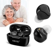 KIBVOE Rechargeable Hearing Aids for Seniors & Adults, Noise Cancelling Digital Personal Hearing Aids with Portable Charging Case- Black