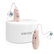 KIBVOE Rechargeable Hearing Aids for Seniors, Noise Cancelling Behind The Ear Hearing Aid, 1 Pairs, Beige, Summer Daily Hearing Essentials