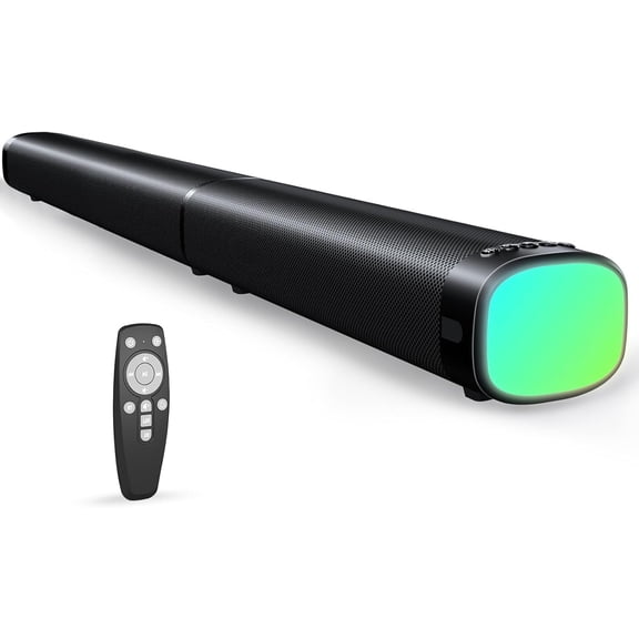 Sound Bar,100W Sound Bar for Smart TV with 3 RGB Lights Modes, Bluetooth 5.3, ARC/Opt/AUX Connect, Detachable 2-in-1 Speaker, 3 Equalizer Modes, Bass Surround Soundbar for TV/PC/Gaming/Projectors