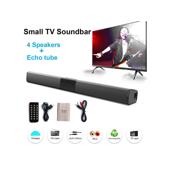 Sound Bar, Home TV Soundbar Sound System, Stereo Surround Speaker, DSP Sound Processor, With 3.5mm Audio Cable And USB Cable, Black.